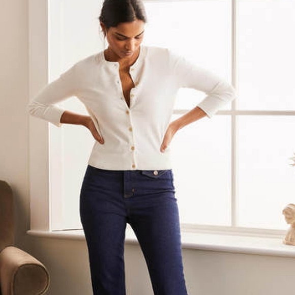 Boden Sweaters - Boden Crew Neck Cardigan in White